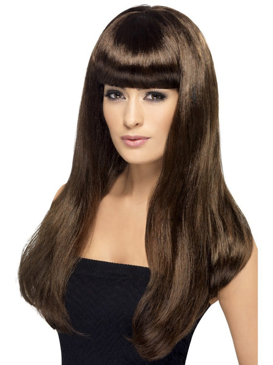 Babelicious Wig, Brown, Long, Straight with Fringe Wholesale