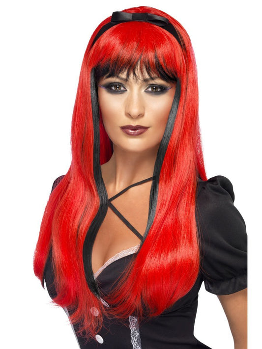 Bewitching Wig, Red & Black Wholesale