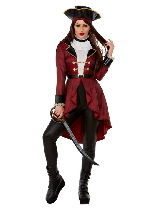 Deluxe Swashbuckler Pirate Costume Burgundy WHOLESALE