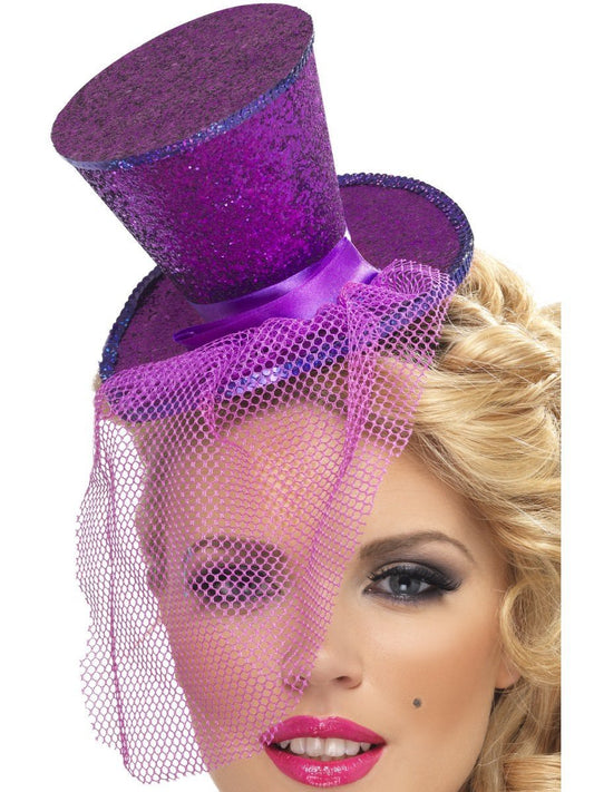 Fever Mini Top Hat on Headband, Purple Wholesale