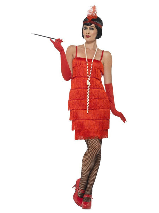 Flapper Costume, Red, with Short Dress Wholesale