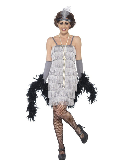 Flapper Costume, Silver, with Short Dress Wholesale