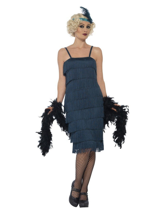 Flapper Costume, Teal Green, with Long Dress Wholesale