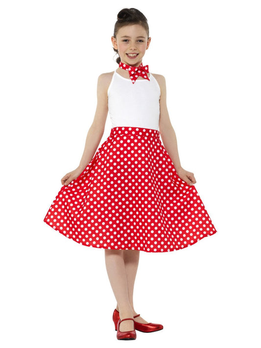 Kids Red 50s Polka Dot Skirt Wholesale