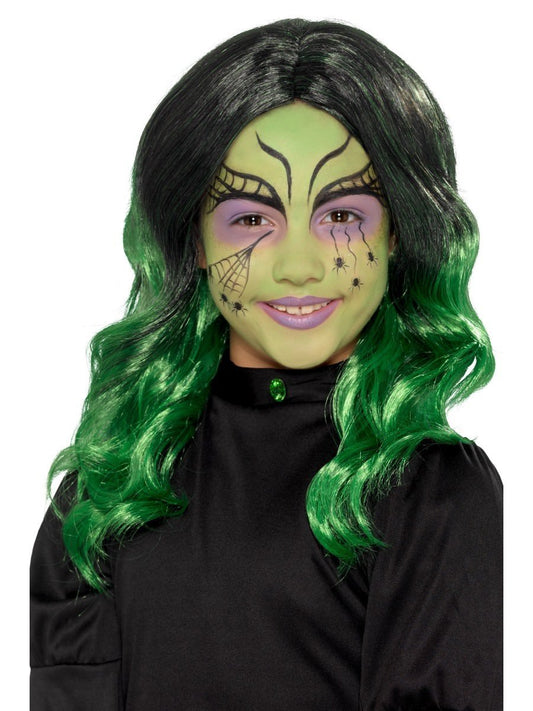 Kids Witch Wig, Black & Green Wholesale