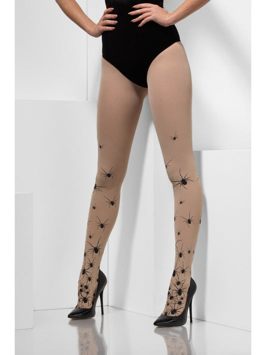 Opaque Tights with Spiders, Nude & Black Wholesale