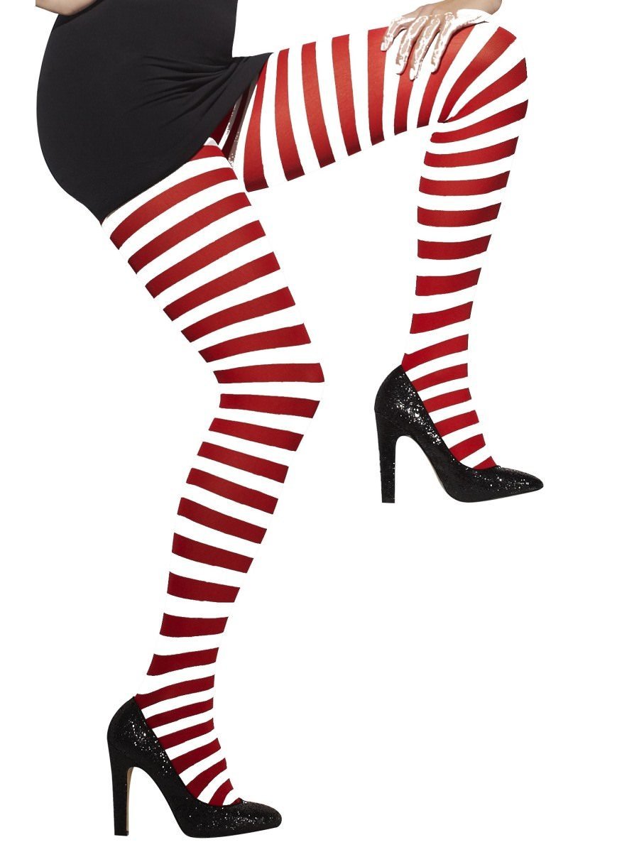 Opaque Tights, Red & White, Striped Wholesale