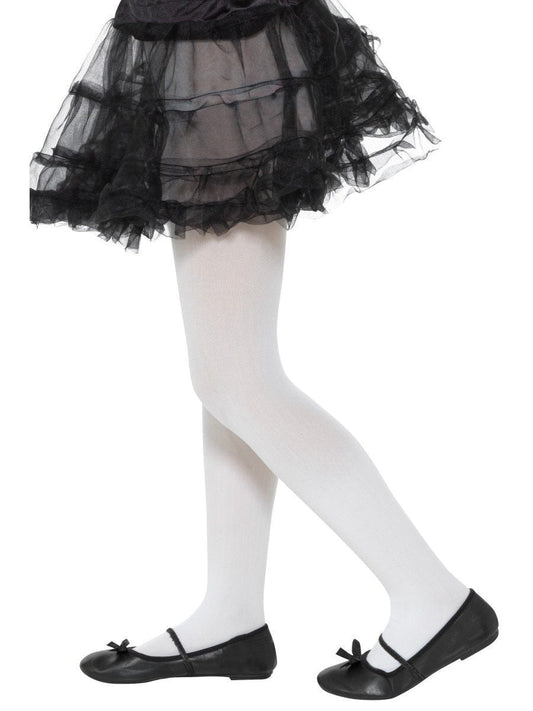 Opaque Tights, White, Age 6-12 Wholesale
