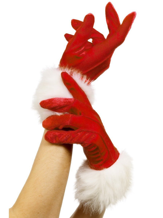 Santa Gloves, Red With White Trim Wholesale