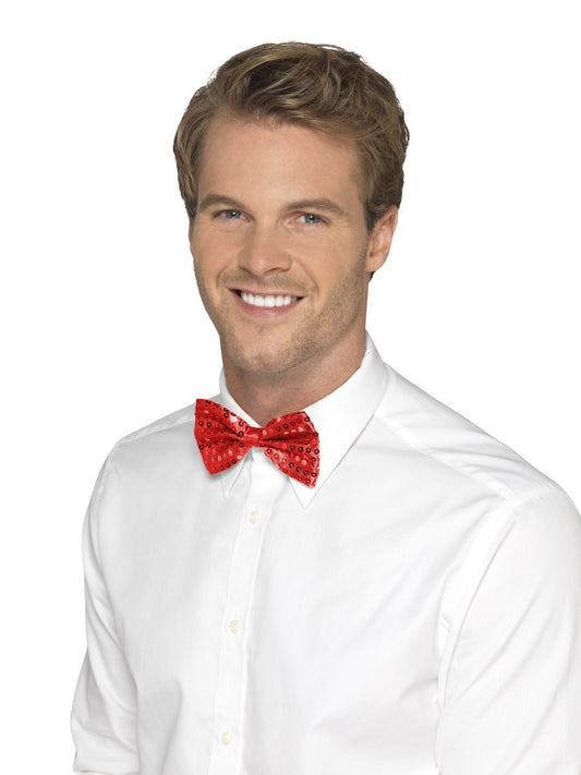 Sequin Bow Tie, Red Wholesale