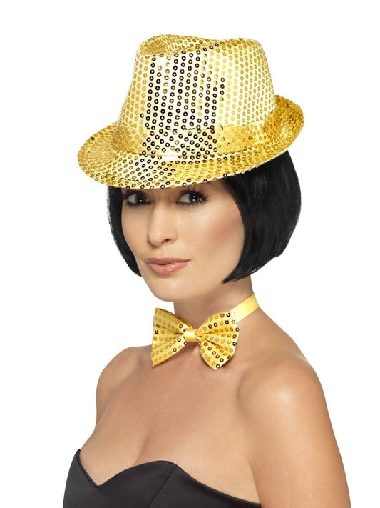 Sequin Trilby Hat, Gold Wholesale