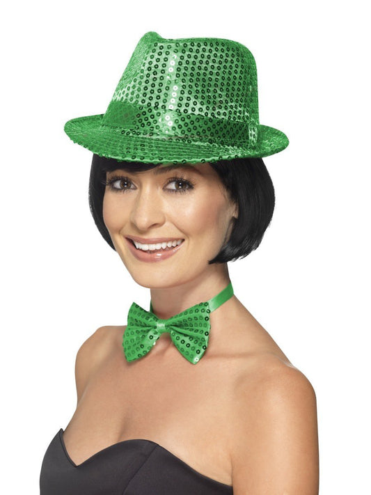 Sequin Trilby Hat, Green Wholesale