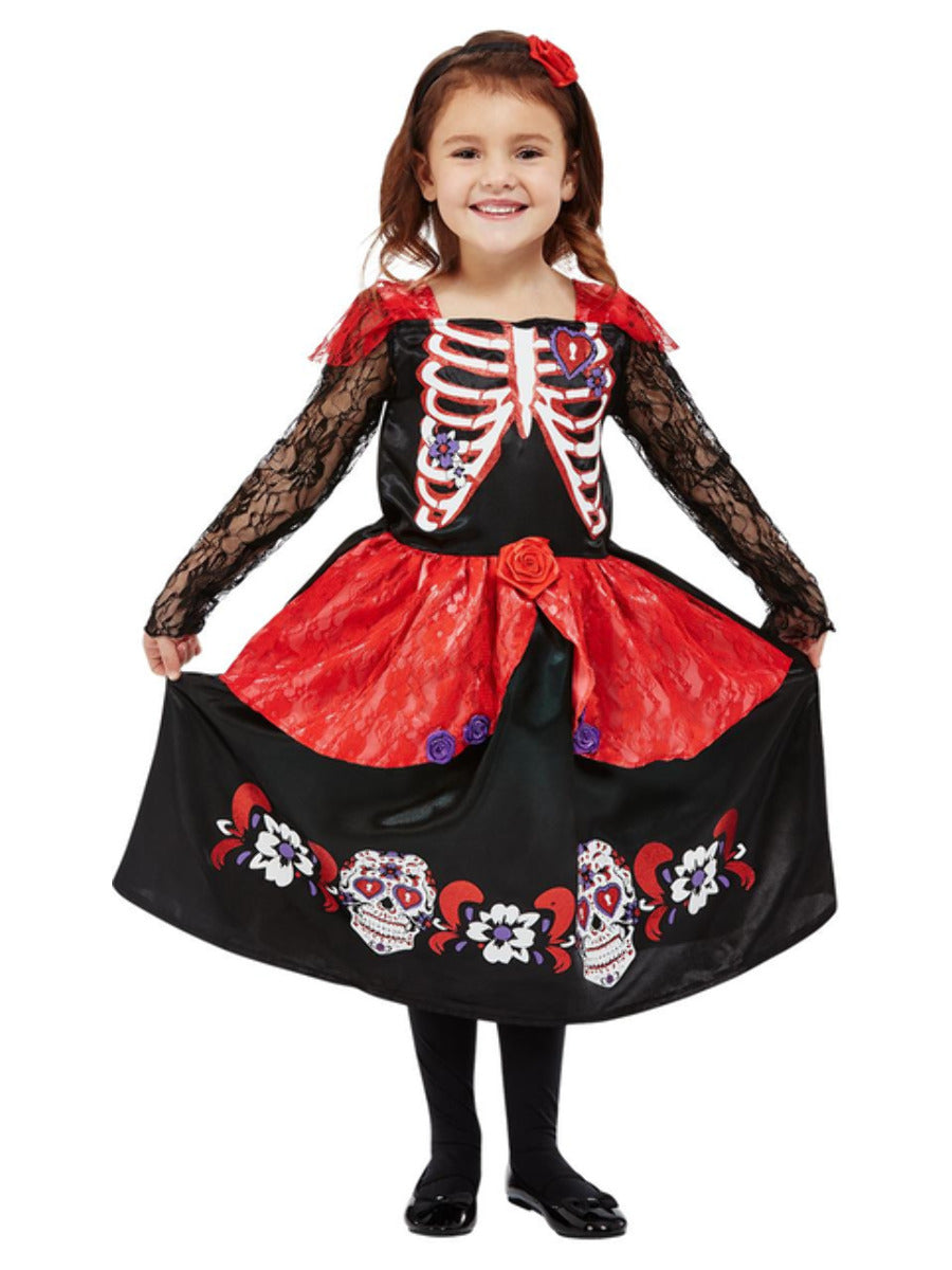 Toddler Girl Day of the Dead Costume Black WHOLESALE Alternative 1