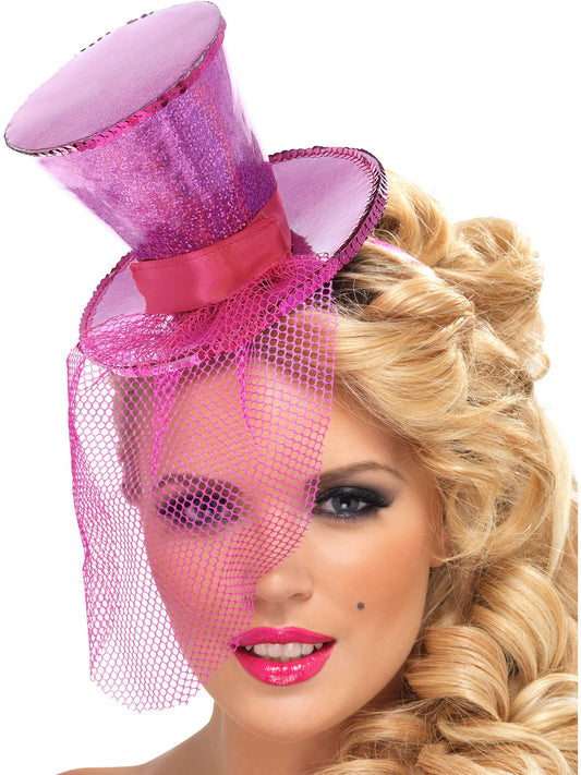 Fever Mini Top Hat on Headband, Hot Pink  Wholesale