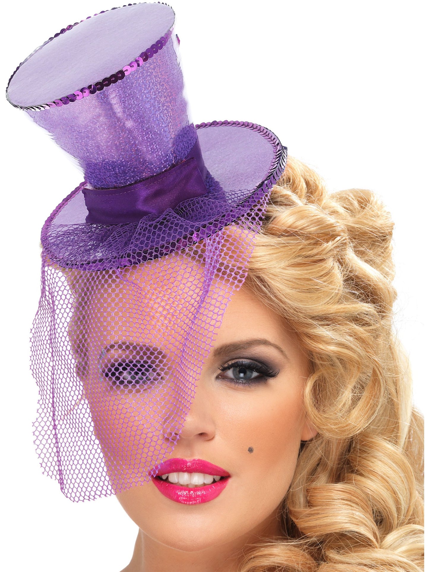 Fever Mini Top Hat on Headband, Purple  Wholesale