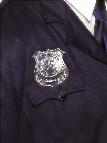Metal Police Badge, Silver  Wholesale
