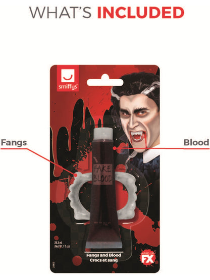 Smiffys Make-Up FX, Fangs & Blood, Red  Wholesale