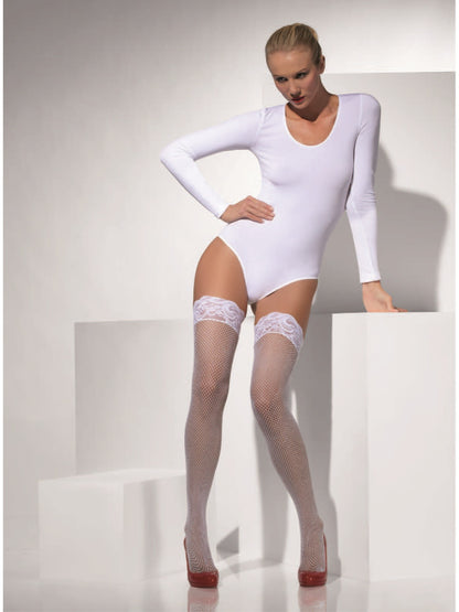 Fishnet Hold-Ups, White  Wholesale