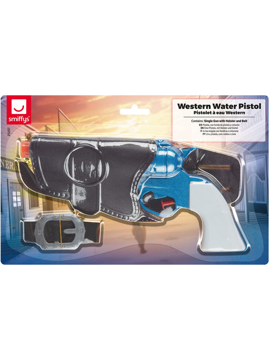 Western Water Pistol, Single Blue Gun, 25x13cm  Wholesale