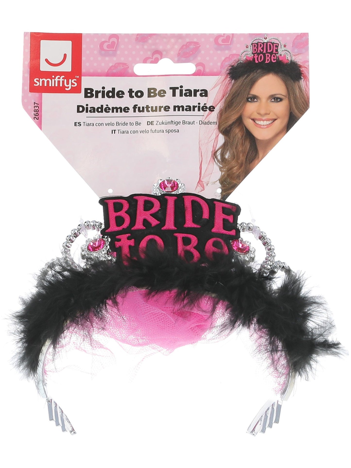 Bride To Be Tiara with Veil, Black  Wholesale