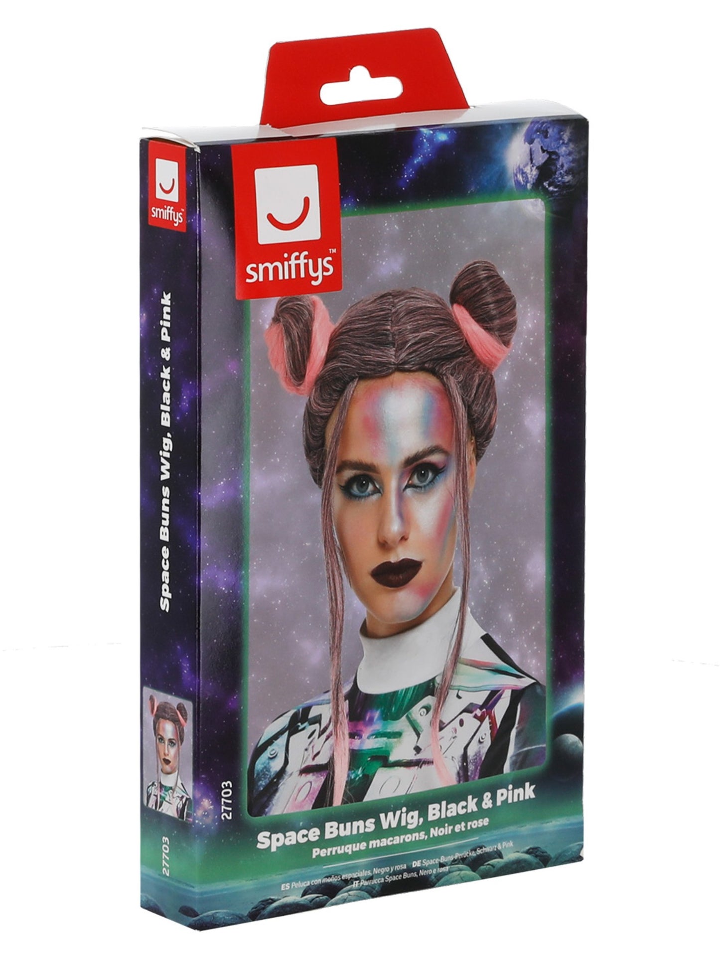 Space Buns Wig, Black & Pink  Wholesale