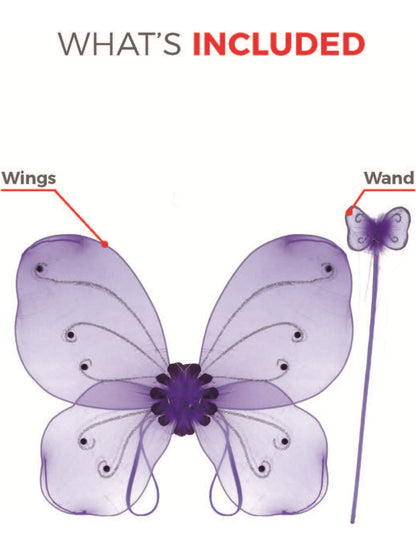 Butterfly Wings & Wand, Purple  Wholesale