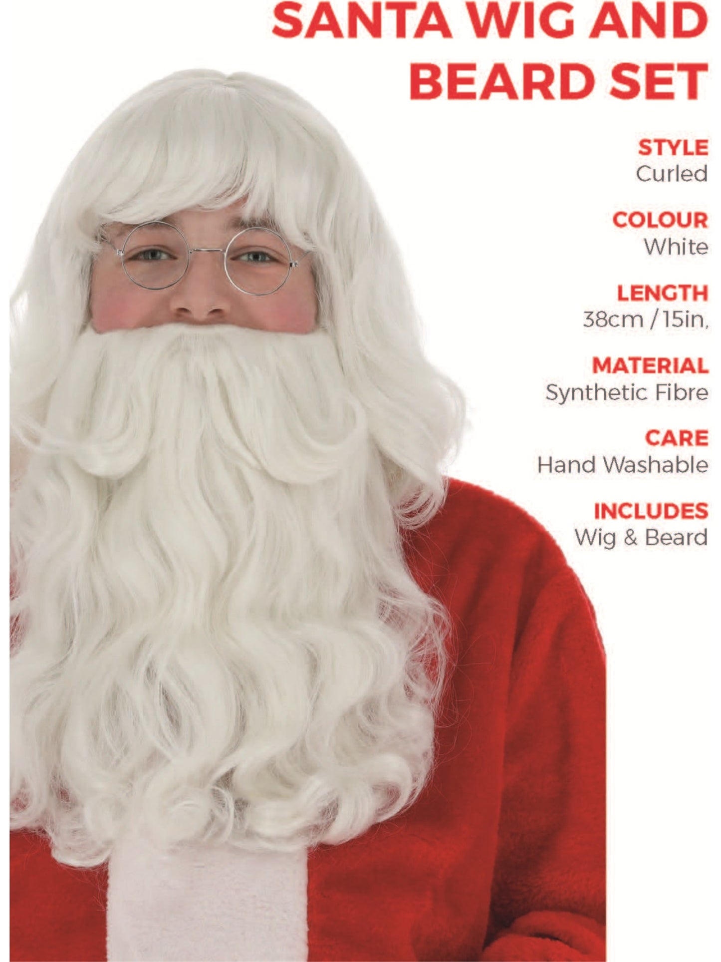 Santa Wig and Beard Set, White  Wholesale