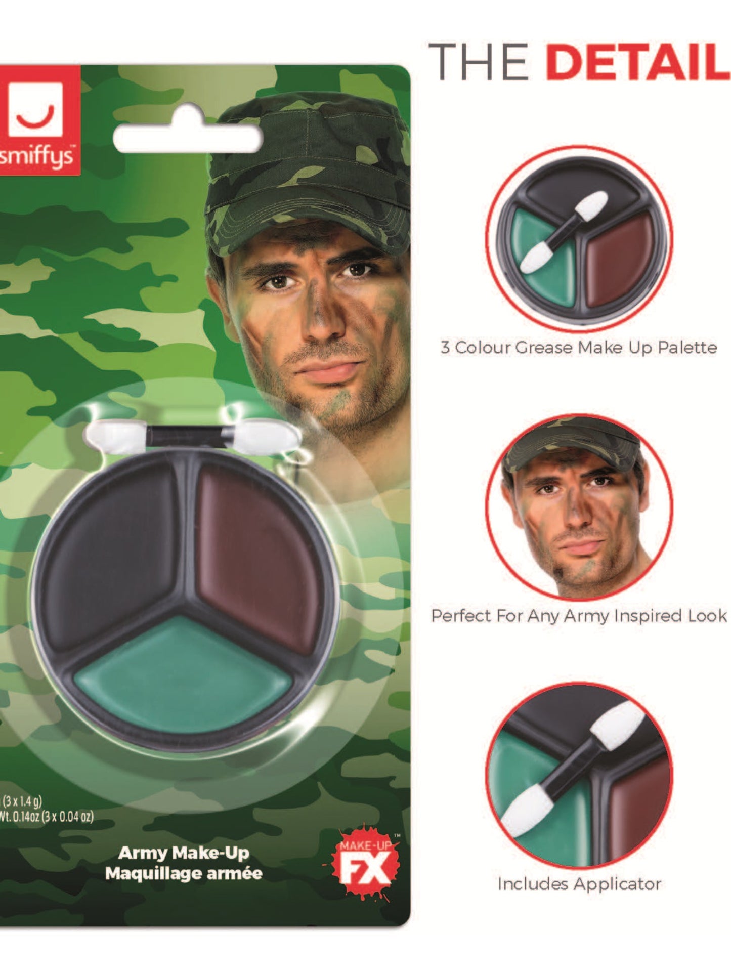 Smiffys Make-Up FX, Army Camouflage Kit, Grease, M  Wholesale
