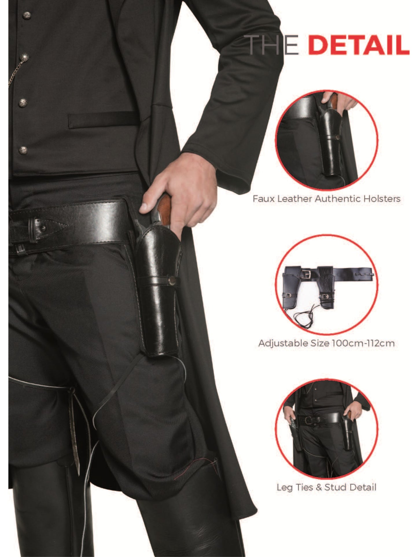 Authentic Western Belt & 2 Holsters, Black  Wholesale