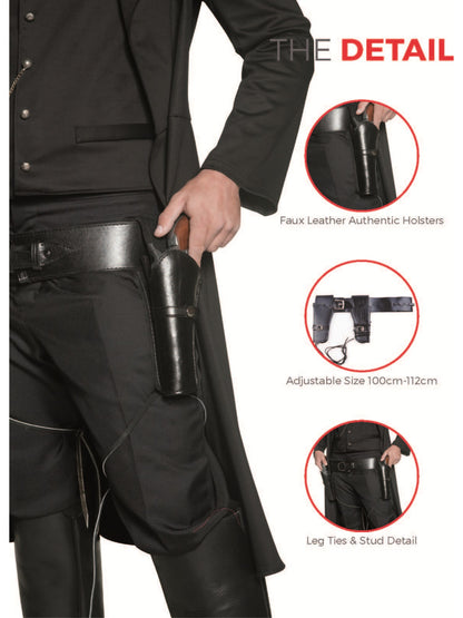 Authentic Western Belt & 2 Holsters, Black  Wholesale