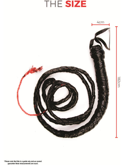 Long Bull Whip, Black, Real Leather  Wholesale