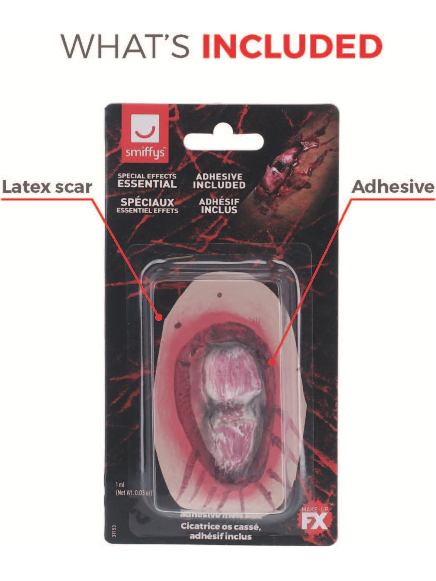 Smiffys Make-Up FX, Broken Bone Latex Scar, Red  Wholesale