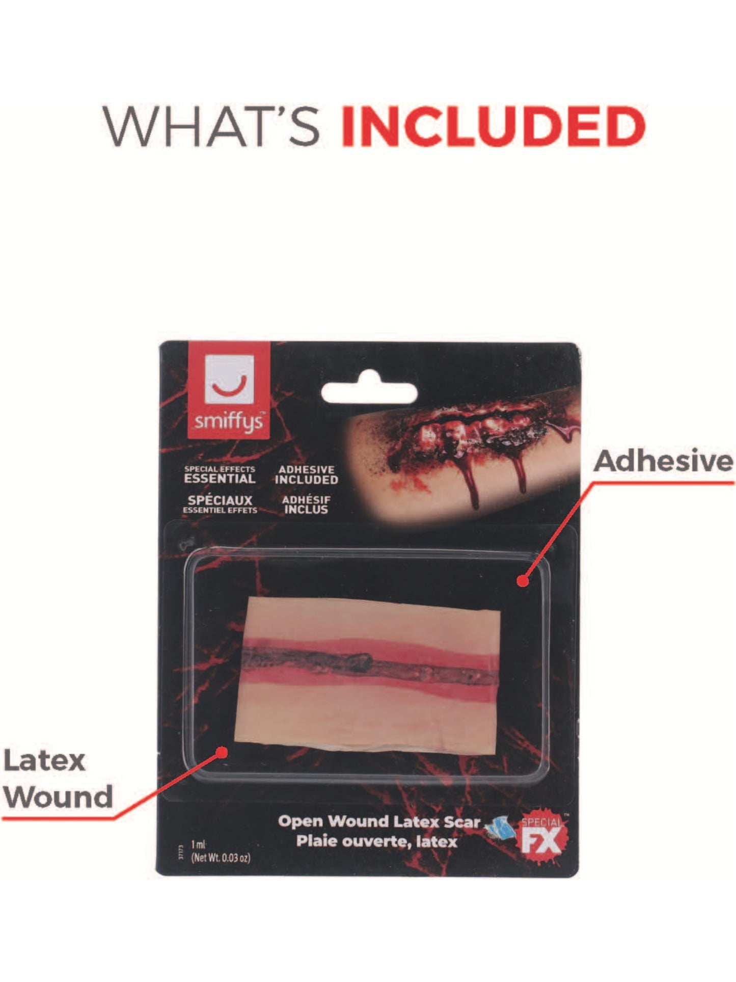 Smiffys Make-Up FX, Open Wound Latex Scar, Red  Wholesale