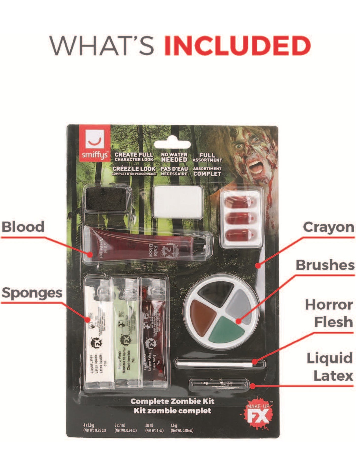Smiffys Make-Up FX, Complete Zombie Kit, Facepaint  Wholesale