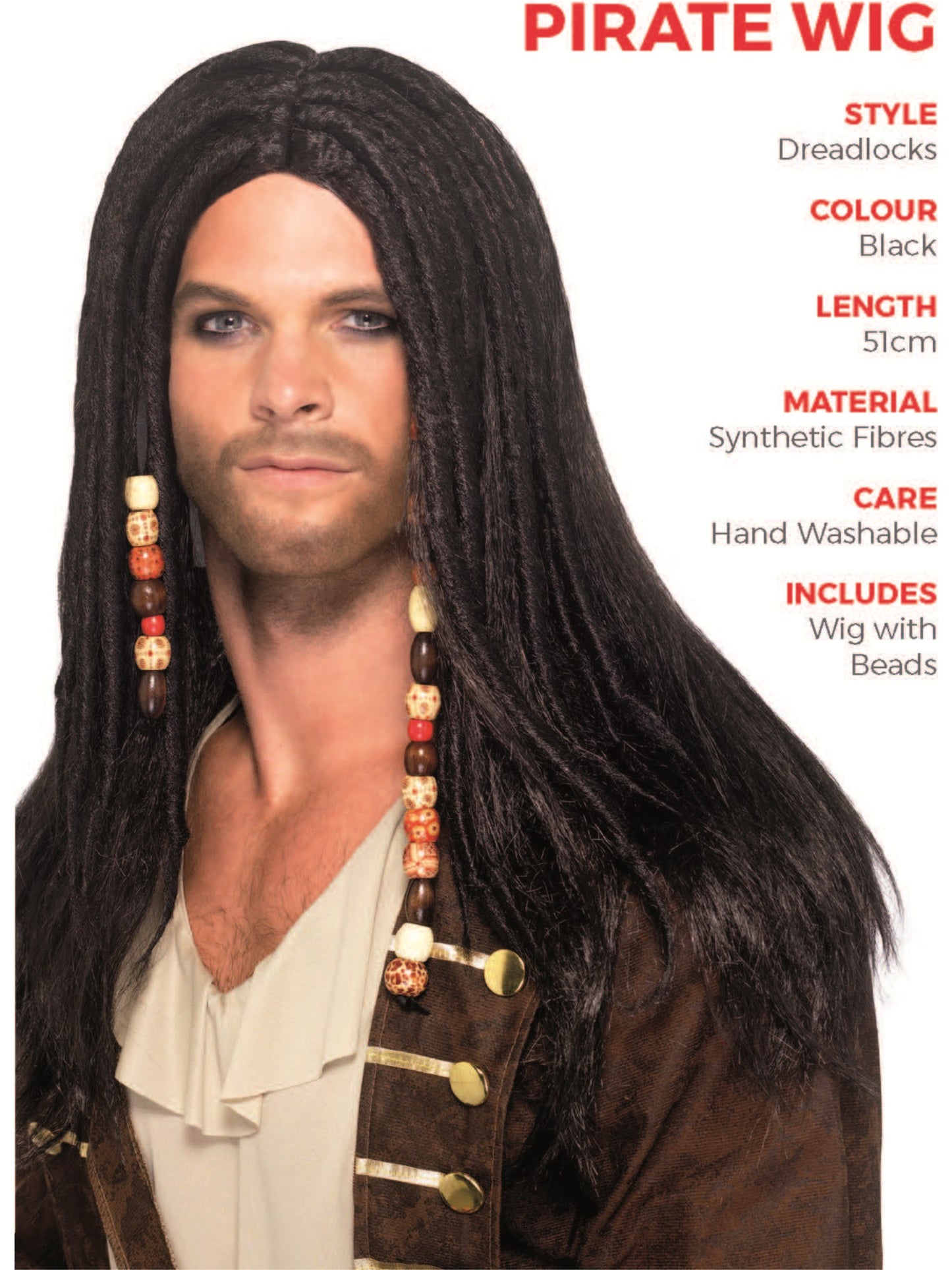 Pirate Wig, Black  Wholesale