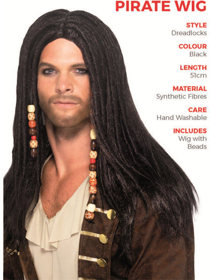 Pirate Wig, Black  Wholesale