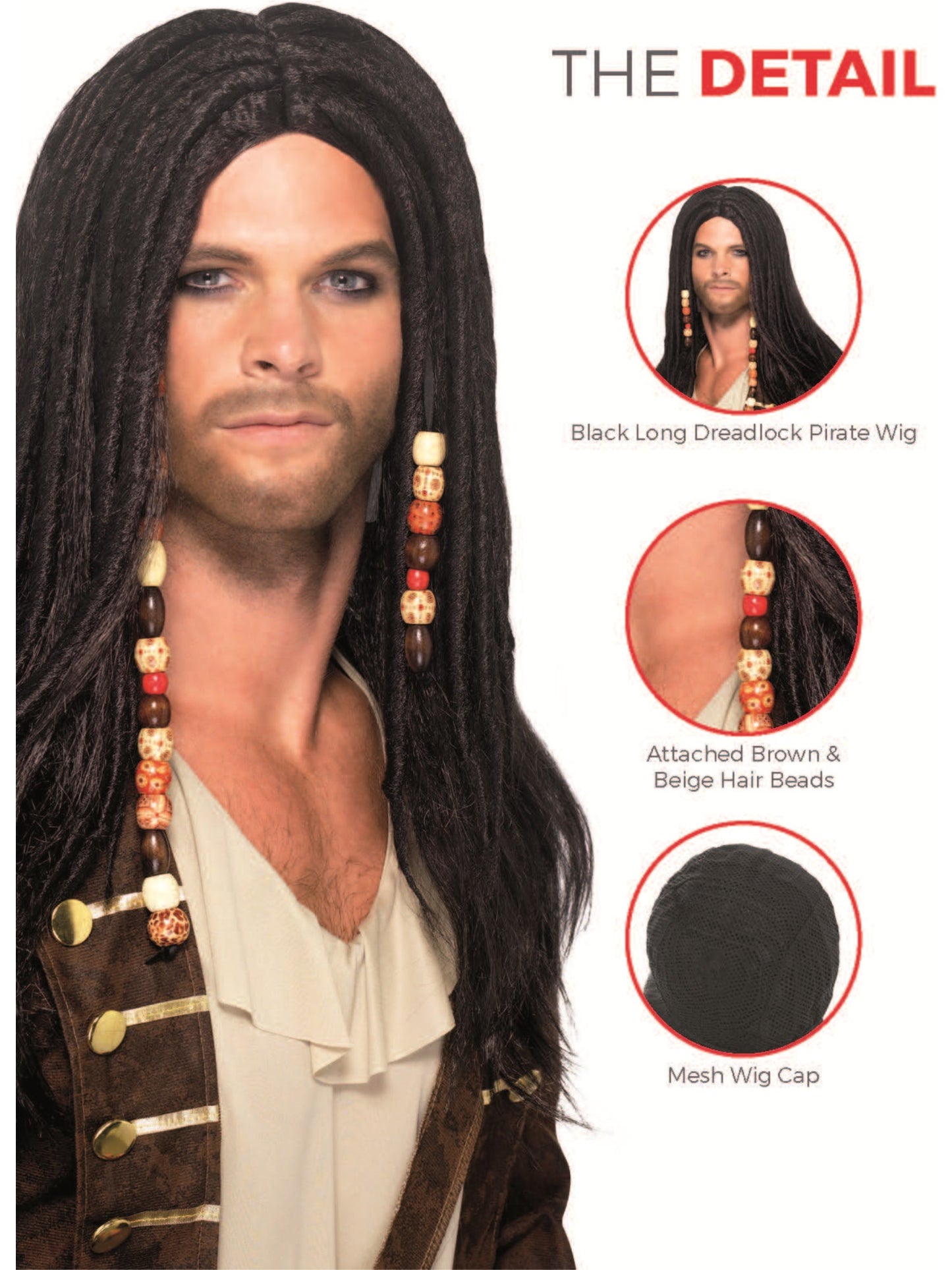 Pirate Wig, Black  Wholesale
