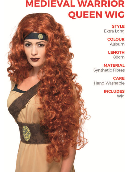 Medieval Warrior Queen Wig, Auburn  Wholesale