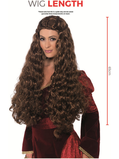 Medieval Princess Wig, Brown  Wholesale