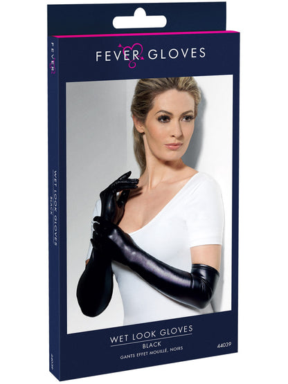 Gloves, Wet Look, Black  Wholesale