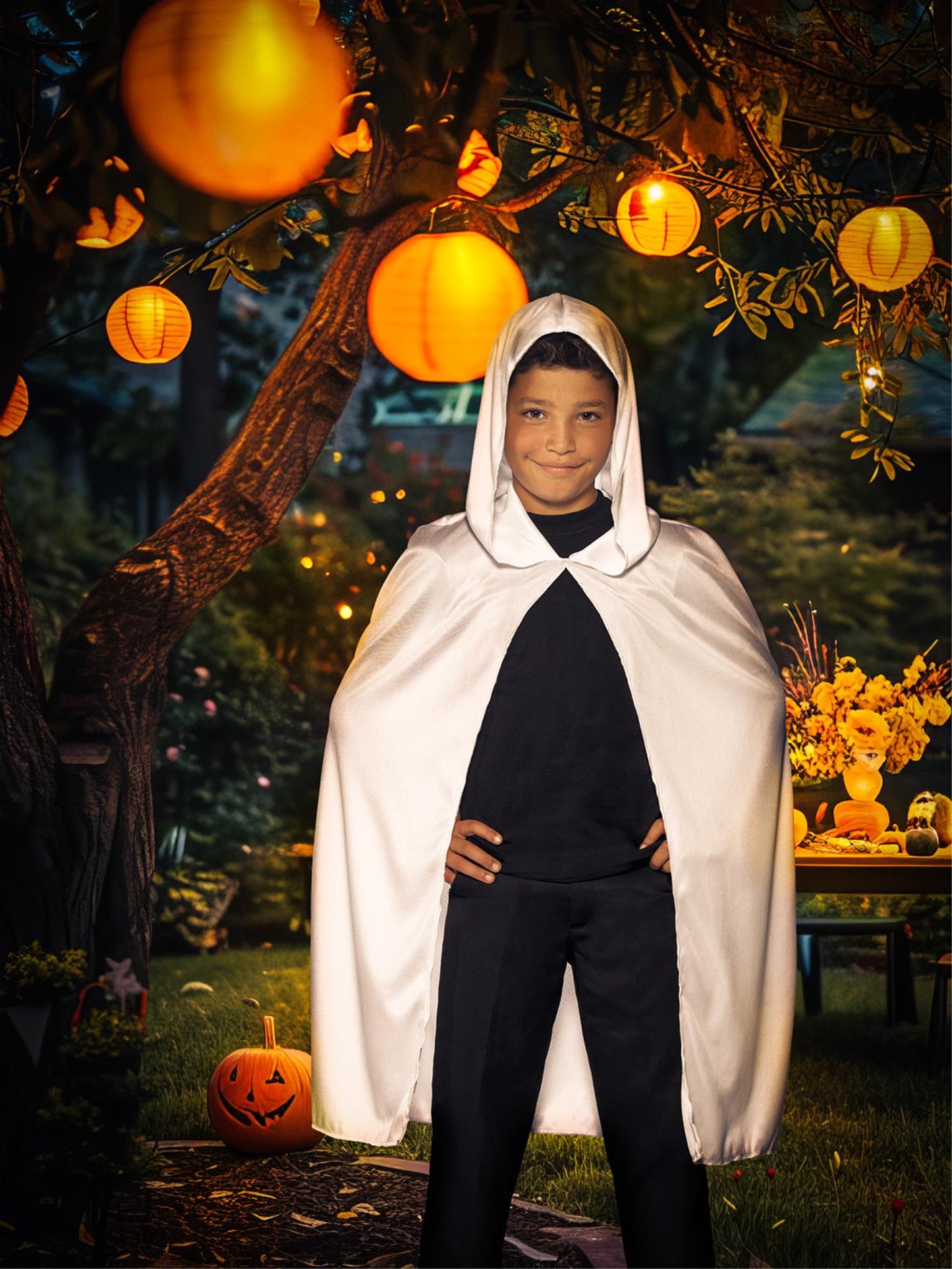 Hooded Cape, White  Wholesale