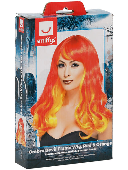 Ombre Devil Flame Wig, Red & Orange  Wholesale