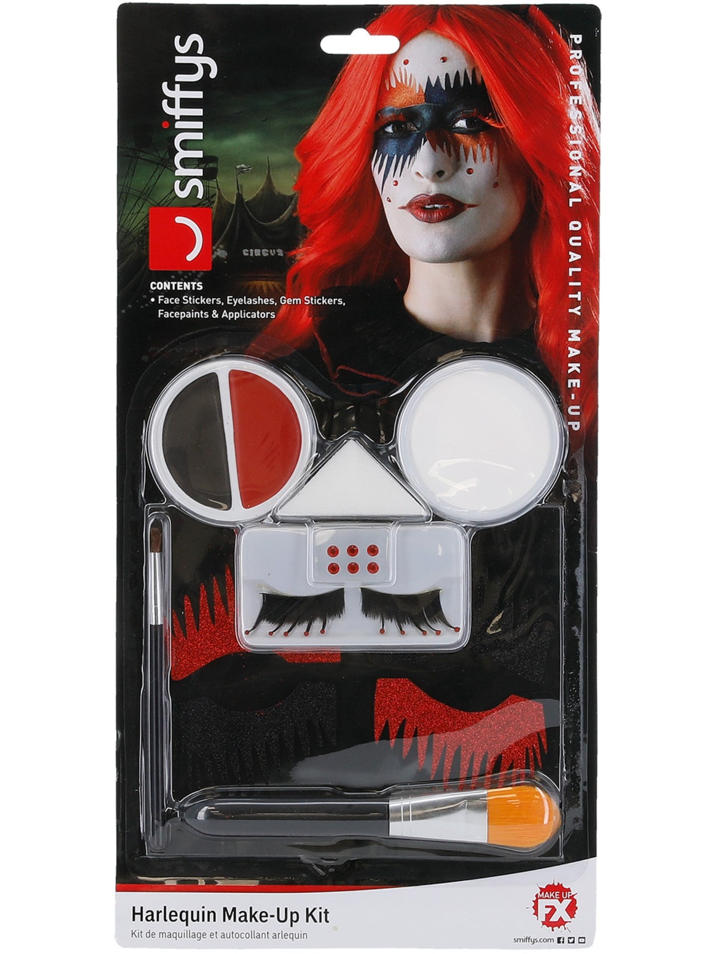Smiffys Make-Up FX, Harlequin Kit, Aqua, Red  Wholesale
