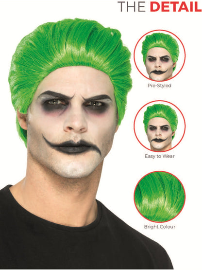 Slick Trickster Wig, Green  Wholesale
