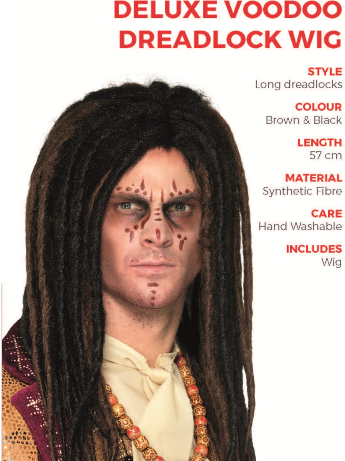 Deluxe Voodoo Dreadlock Wig, Brown & Black  Wholesale
