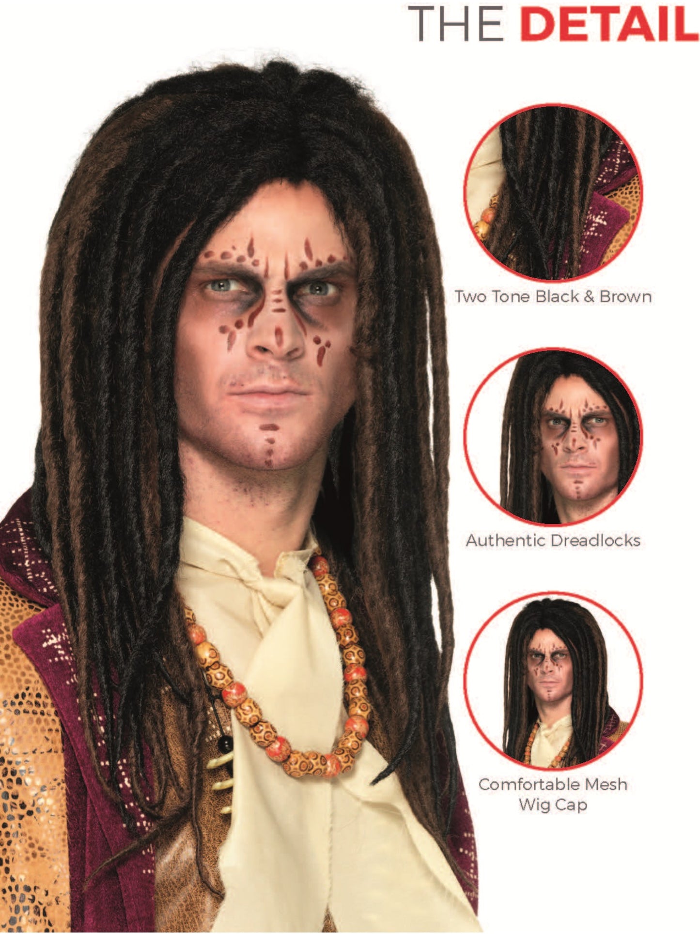 Deluxe Voodoo Dreadlock Wig, Brown & Black  Wholesale