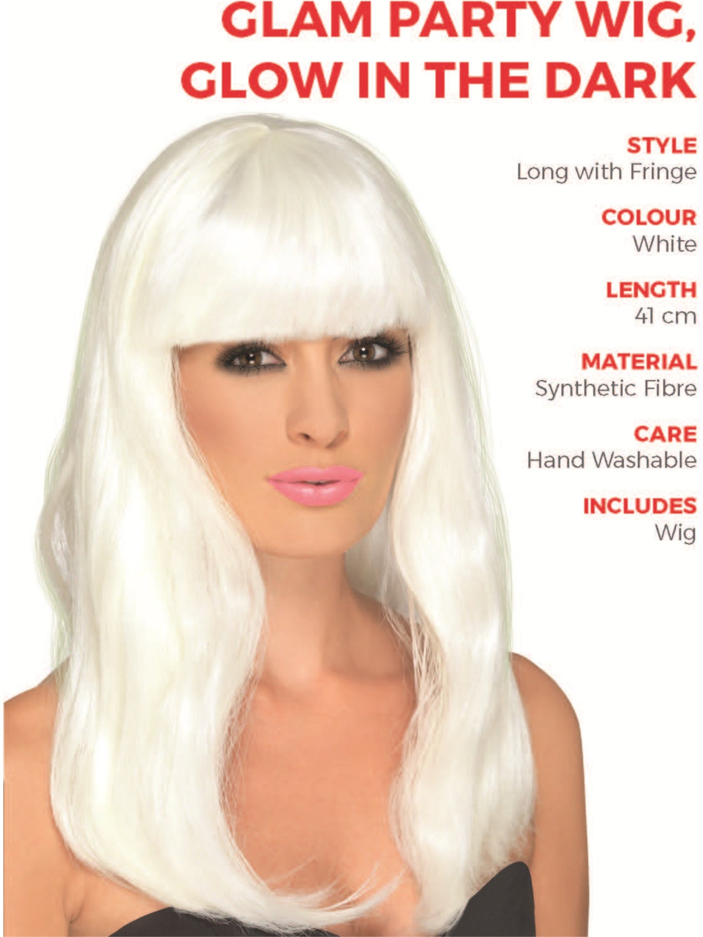 Glam Party Wig, Glow in the Dark  Wholesale