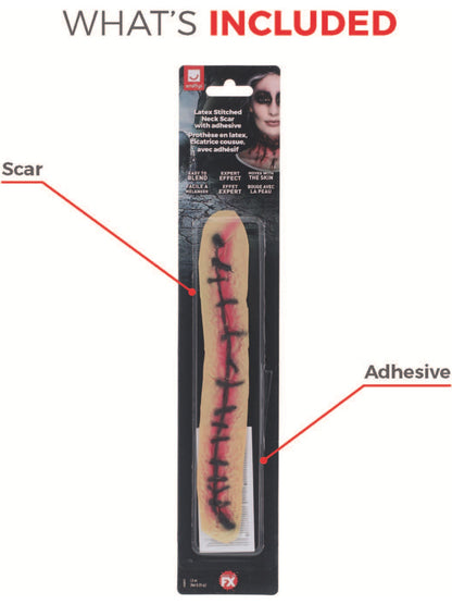Smiffys Make-Up FX, Latex Stitched Neck, Red  Wholesale