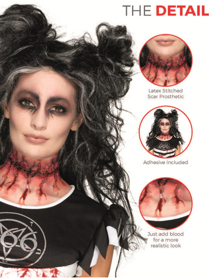 Smiffys Make-Up FX, Latex Stitched Neck, Red  Wholesale