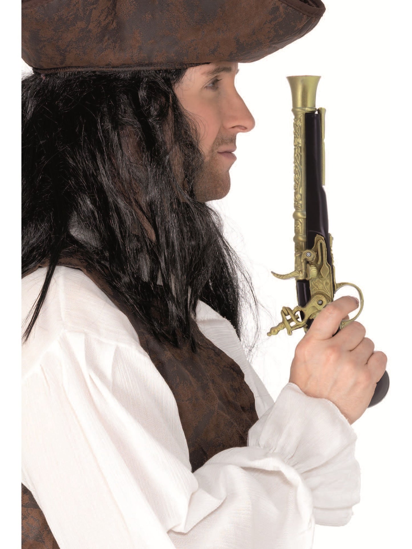 Realistic Pirate Blunderbuss Pistol, Black & Gold  Wholesale